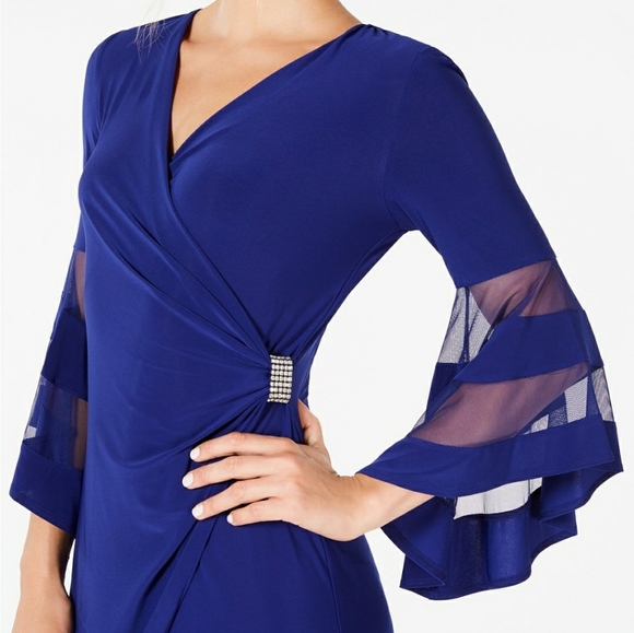 R&M Richards Dresses New Rm Richards Bell Arms Plus Fauxwrap Blue